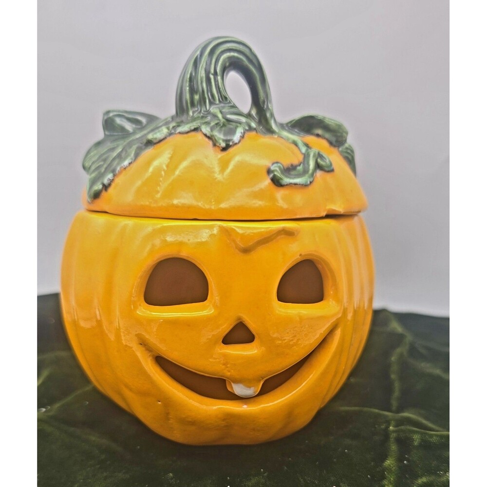 Vintage Halloween Hobbiest Jack O Lantern Pumpkin Candle Holder Tea Light